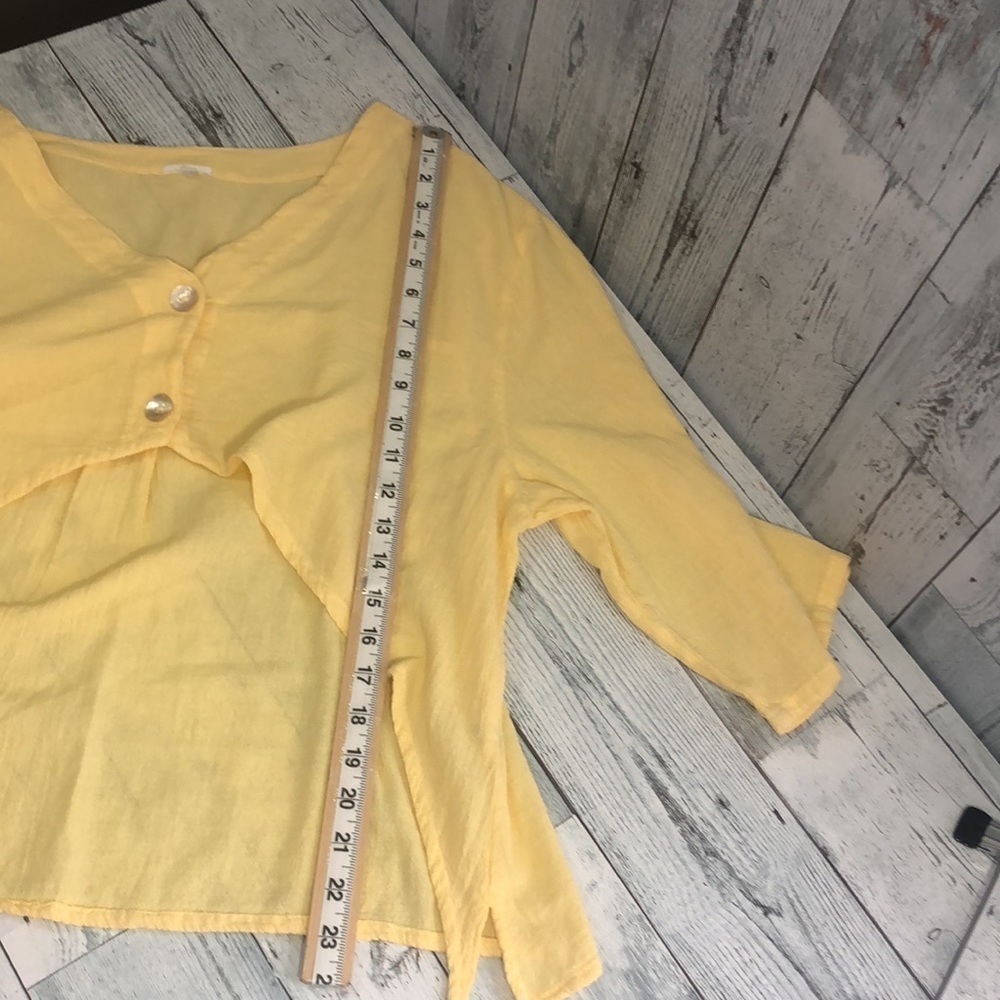 Gauze 2 Button Yellow Crop Top 2 - Picture 8 of 9